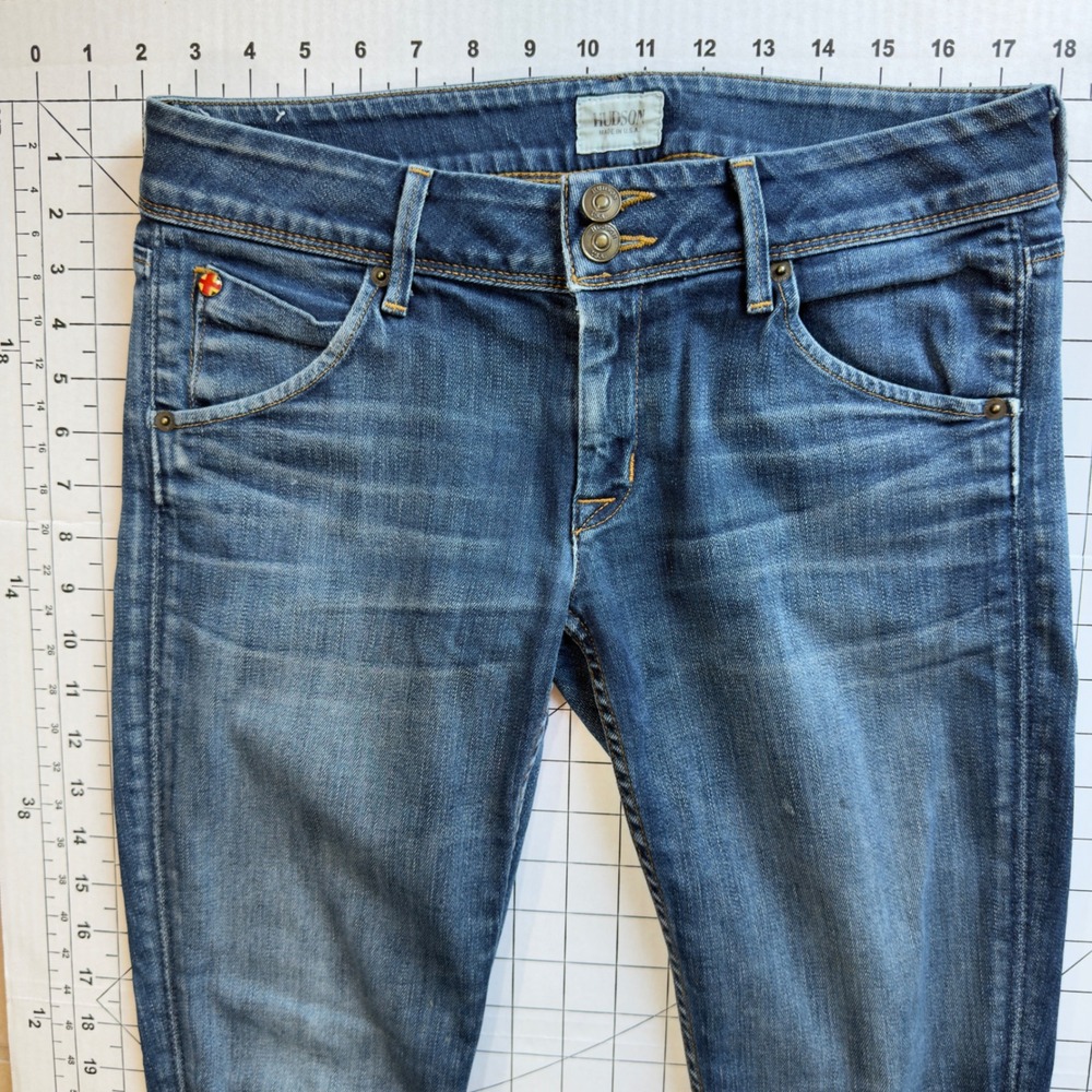 Hudson Collin Skinny Jeans Size 27 Medium Wash Distressed Y2k Low Rise